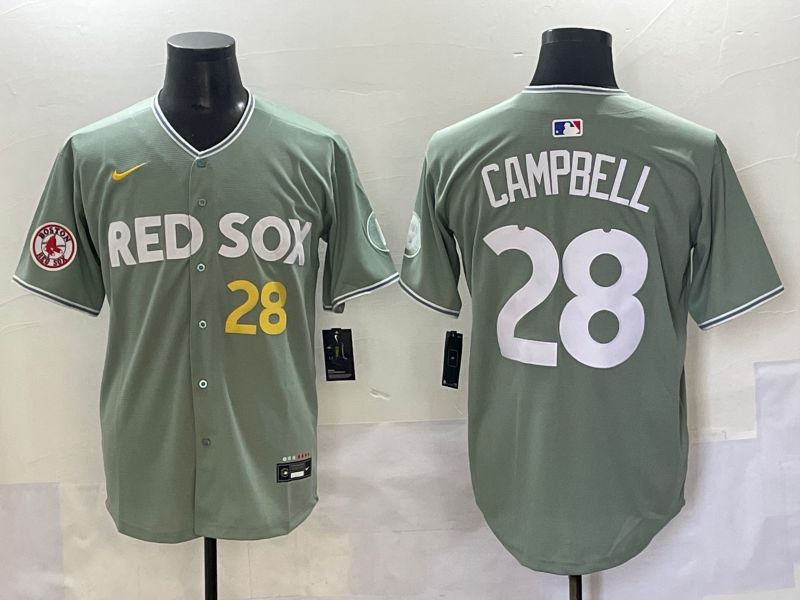 Men 2025 Boston Red Sox #28 Campbell Light Green Joint Name Nike MLB Jersey style 7